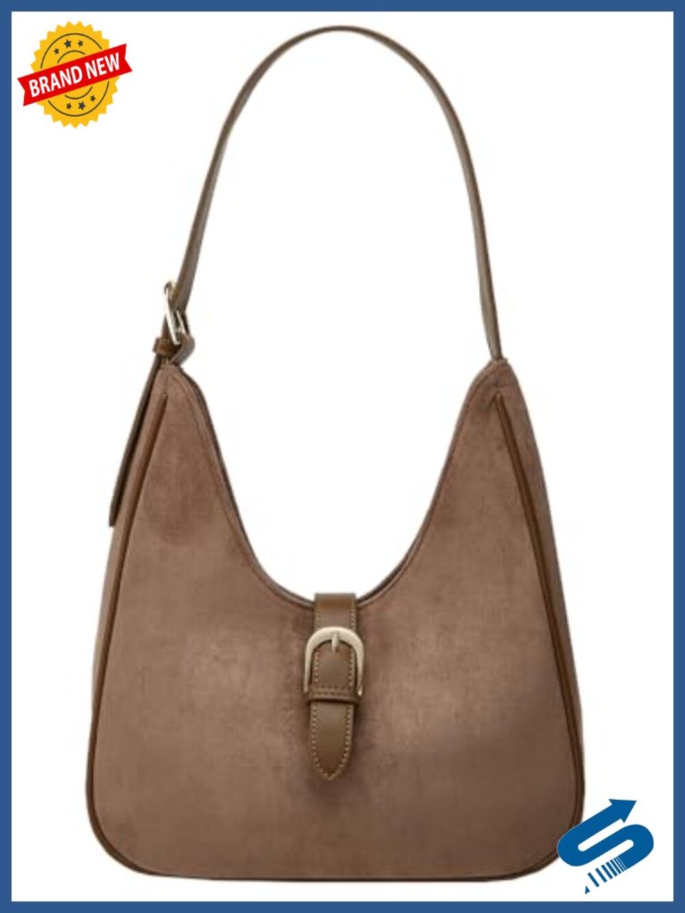 Faux Suede Crescent Saddle Bag Shoulder Bag Tote